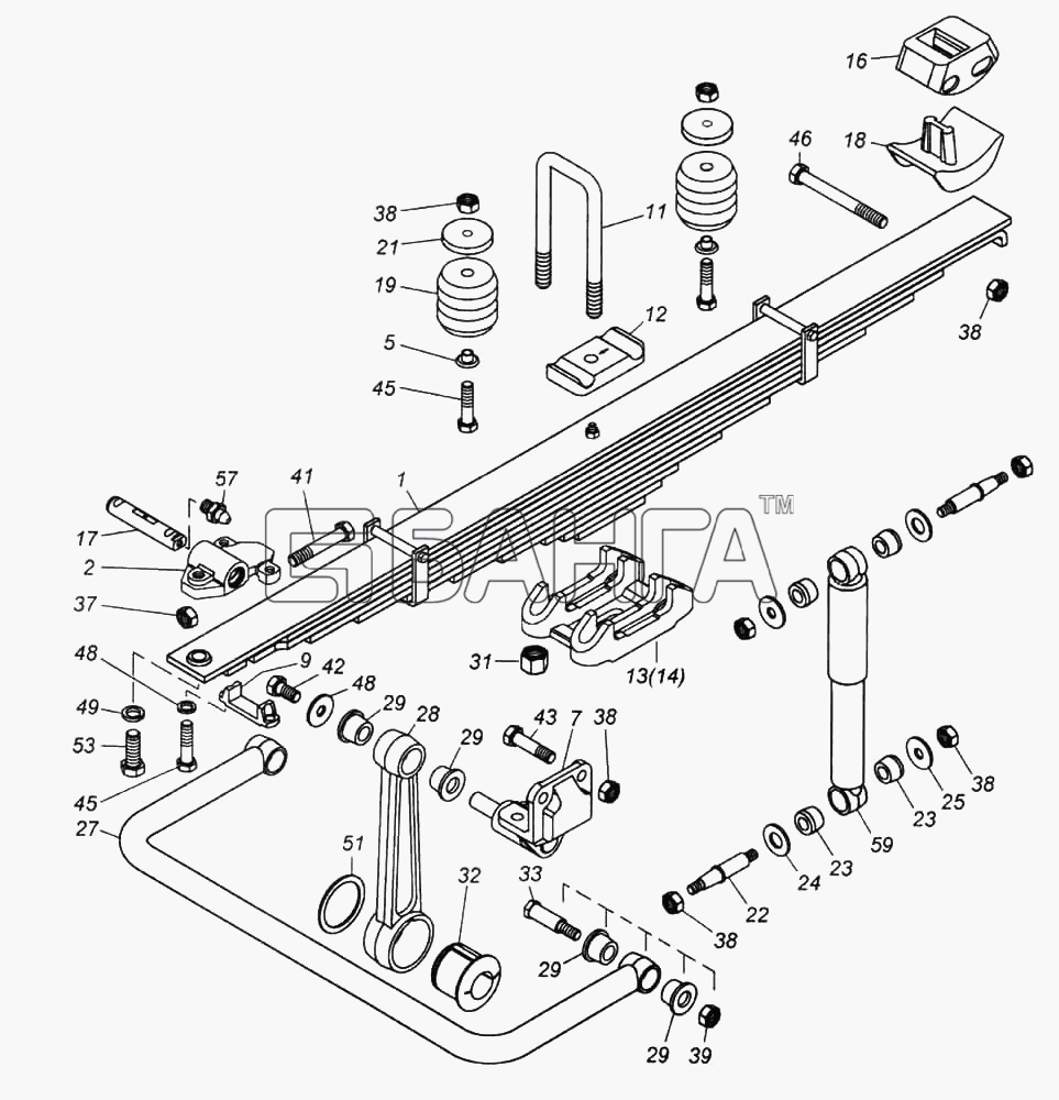 КамАЗ КамАЗ-6522 Схема Подвеска передняя-325 banga.ua