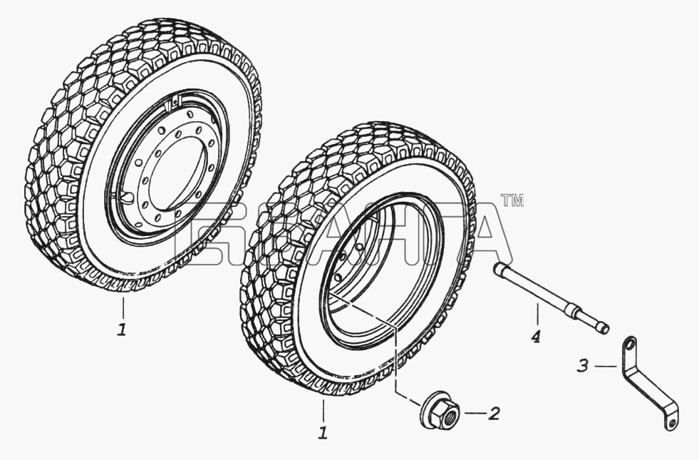 КамАЗ КамАЗ-6522 Схема Установка сдвоенных колес-338 banga.ua