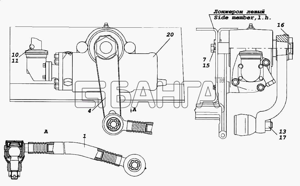 КамАЗ КамАЗ-6522 Схема Установка рулевого механизма-344 banga.ua
