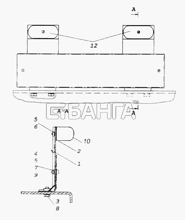 КамАЗ КамАЗ-6522 Схема Установка фонарей освещения номерного banga.ua
