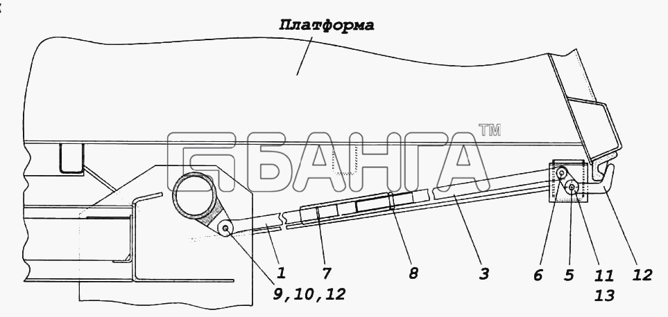 КамАЗ КамАЗ-6522 Схема Установка запоров заднего борта-98 banga.ua