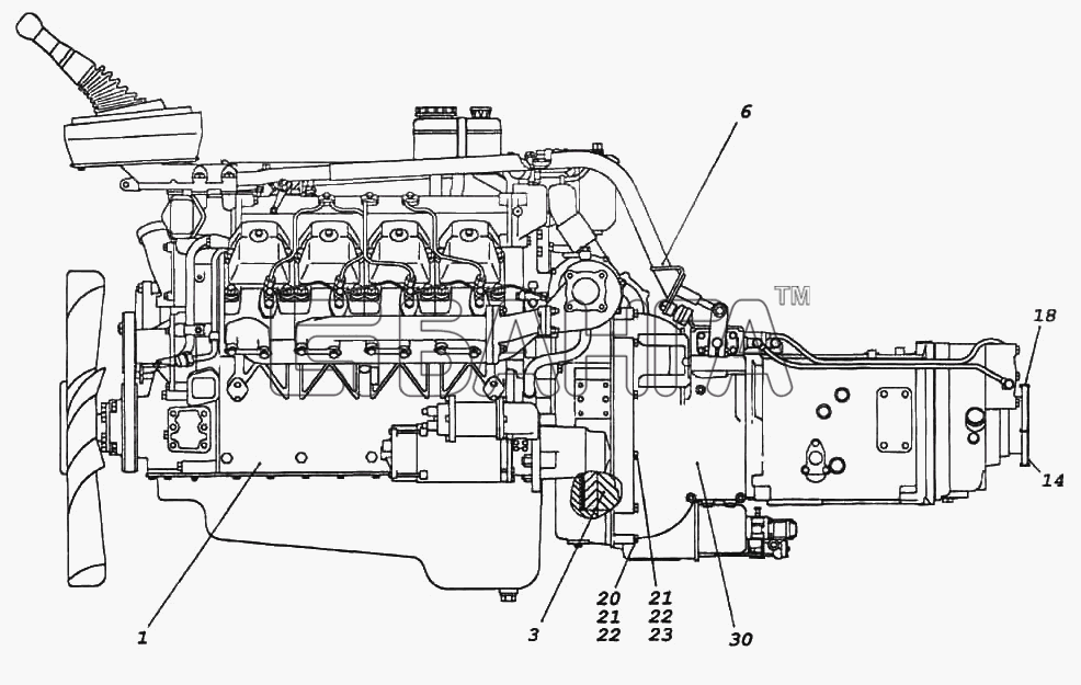 КамАЗ КамАЗ-6522 Схема Агрегат силовой-118 banga.ua