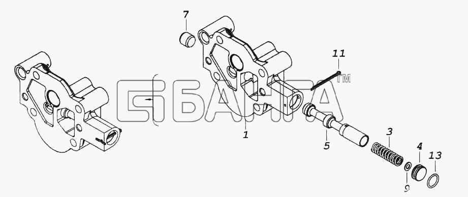 КамАЗ КамАЗ-6522 Схема Крышка масляного насоса с клапаном-170 banga.ua