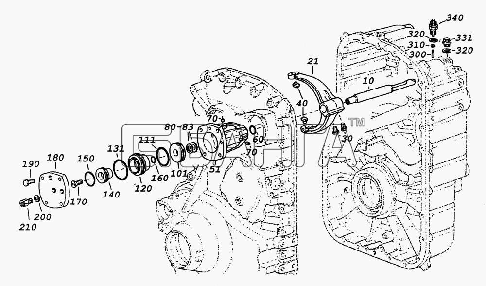 КамАЗ КамАЗ-65226 Схема Пневматическое переключение передач-130