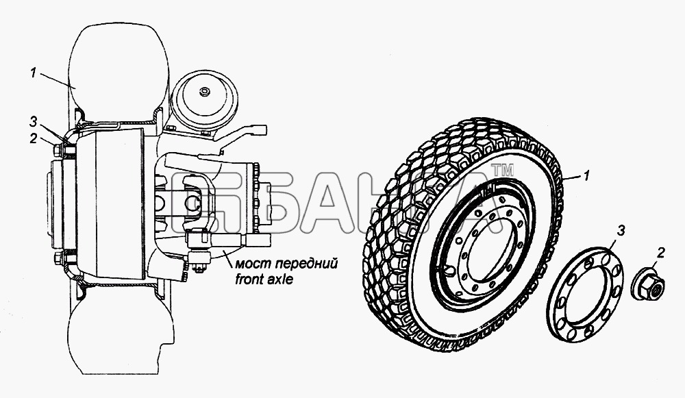 КамАЗ КамАЗ-65226 Схема Установка передних колес-183 banga.ua