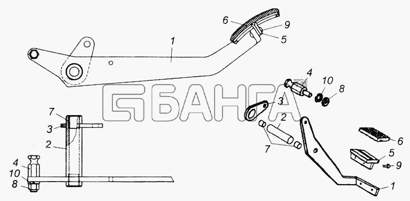 КамАЗ КамАЗ-6540 Схема Педаль сцепления в сборе (сварка)-144 banga.ua