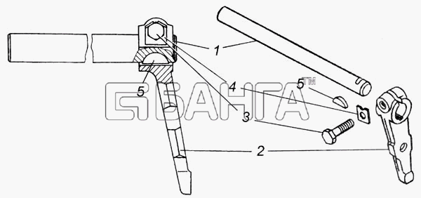 КамАЗ КамАЗ-6540 Схема Валик вилки механизма переключения с рычагом