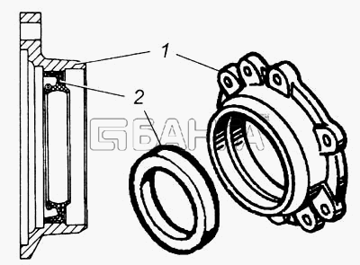 КамАЗ КамАЗ-6540 Схема Крышка подшипника в сборе-202 banga.ua