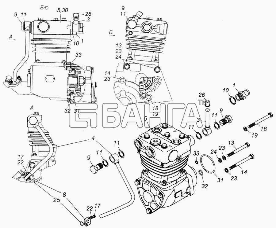 КамАЗ КамАЗ-6540 Схема Установка компрессора-295 banga.ua