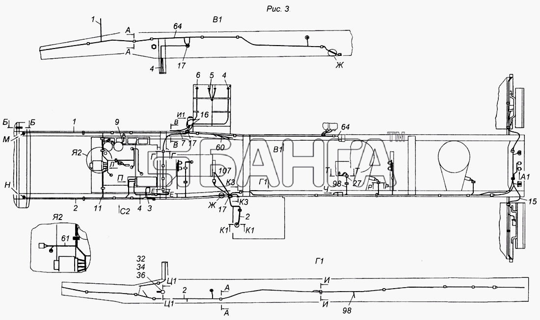 КамАЗ КамАЗ-6540 Схема Установка проводов на шасси-326 banga.ua