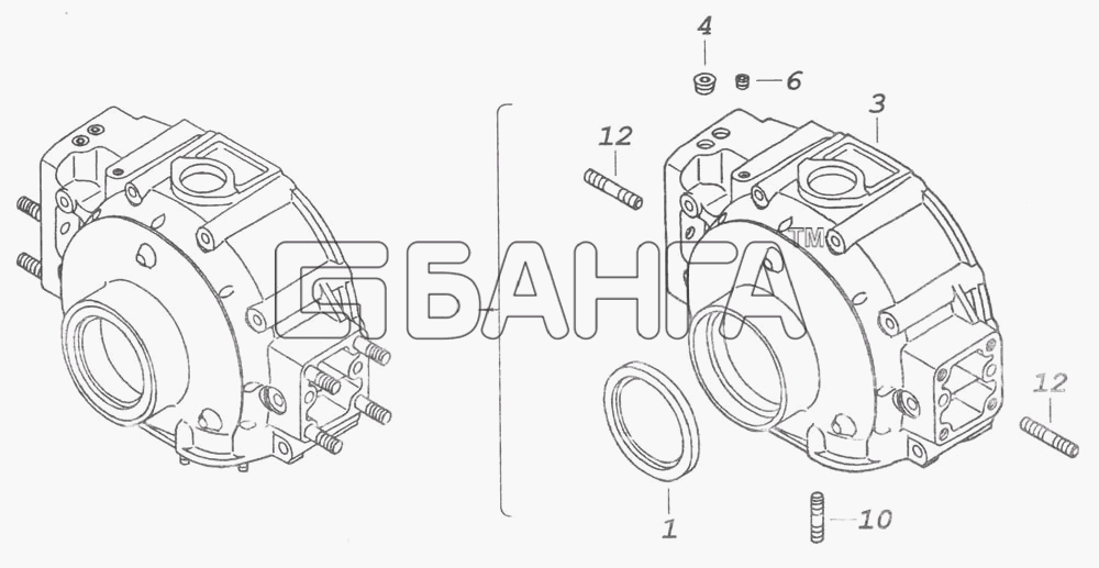 КамАЗ 740.30-260 (Евро 2) Схема 7406.1002260 Крышка блока цилиндров