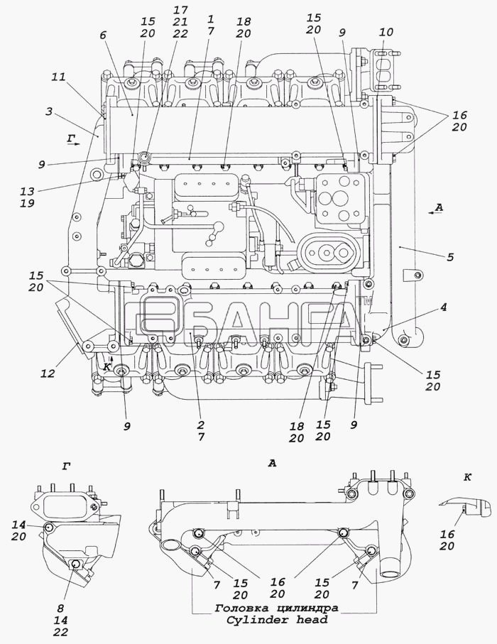 КамАЗ 740.31-240 (Евро 2) Схема 7406.1115000-30 Установка системы