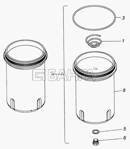 КамАЗ 740.11-240 (Евро 1) Схема Колпак фильтра очистки масла-48