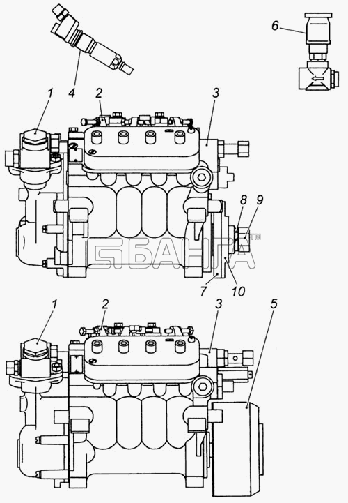 КамАЗ 740.11-240 (Евро 1) Схема Система питания двигателя (ТНВД и