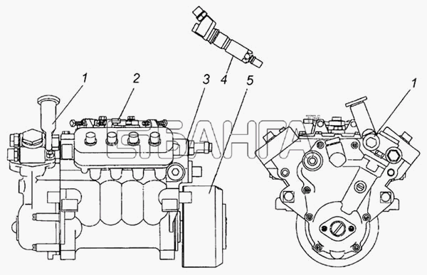 КамАЗ 7403.10-260 (Евро 0) Схема Система питания двигателя (ТНВД и