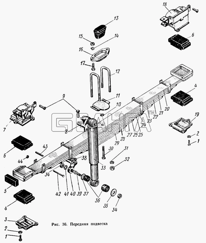 КАЗ КАЗ 608 Схема Передняя подвеска-62 banga.ua