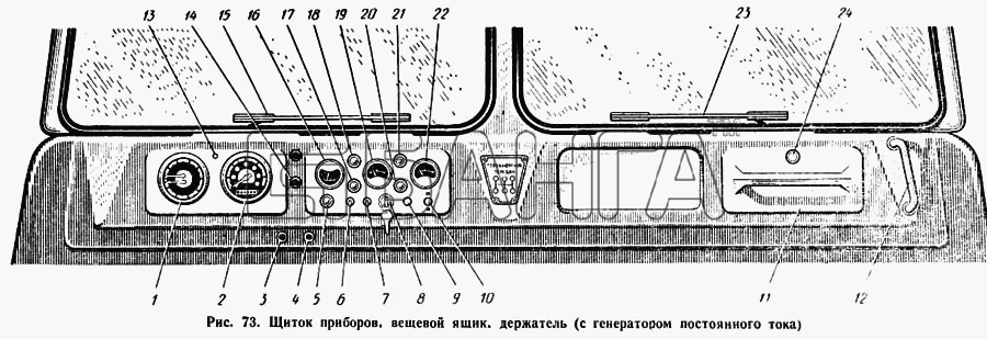 КАЗ 608 КАЗ Щиток приборов вещевой ящик держатель (с КАЗ КАЗ 608 Схема Щиток приборов вещевой ящик держатель (с banga.ua