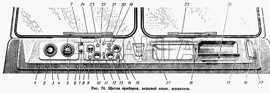 КАЗ КАЗ 608 Схема Щиток приборов вещевой ящик держатель-111 banga.ua