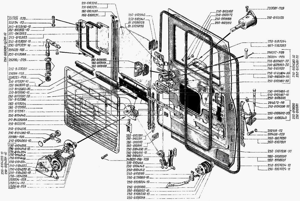 КрАЗ КрАЗ-250 Схема Дверь кабины-8 banga.ua