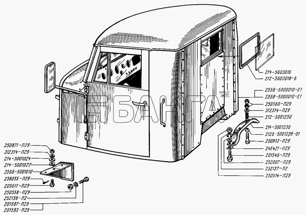 КрАЗ КрАЗ-255 Схема Кабина-3 banga.ua