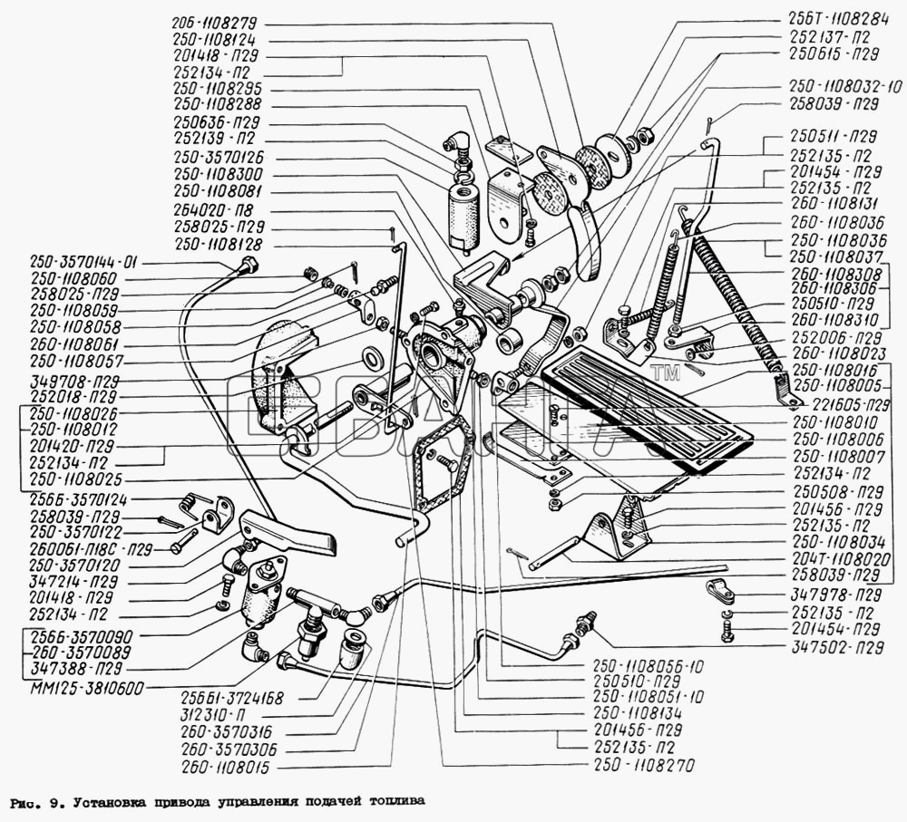 КрАЗ КрАЗ-260 Схема Установка привода управления подачей banga.ua