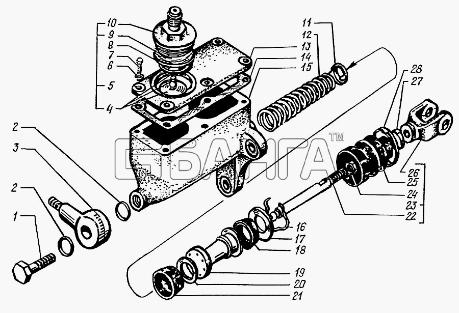 КрАЗ КрАЗ-6322 (шасси) Схема Главный цилиндр выключения сцепления-43