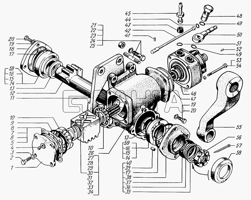 КрАЗ КрАЗ-6322 (шасси) Схема Механизм рулевой с распределителем-91