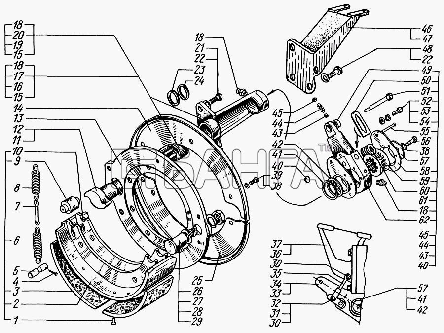 КрАЗ КрАЗ-6322 Схема Механизмы тормозные передние-99 banga.ua
