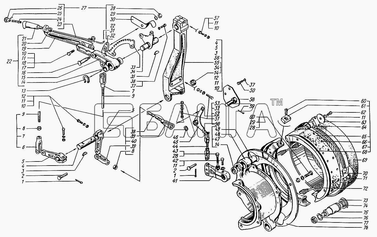 КрАЗ КрАЗ-6322 (шасси) Схема Управление стояночной тормозной