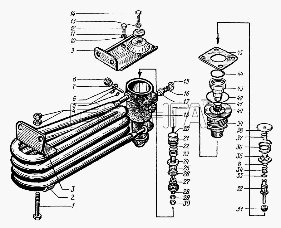КрАЗ КрАЗ-6322 (шасси) Схема Влагомаслоотделитель с регулятором