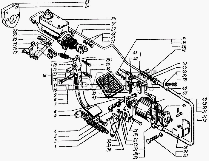 КрАЗ КрАЗ-6443 Схема Привод управления сцеплением-49 banga.ua