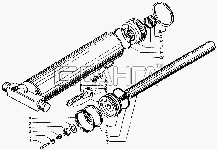 КрАЗ КрАЗ-6443 Схема Цилиндр опрокидывающего механизма-26 banga.ua