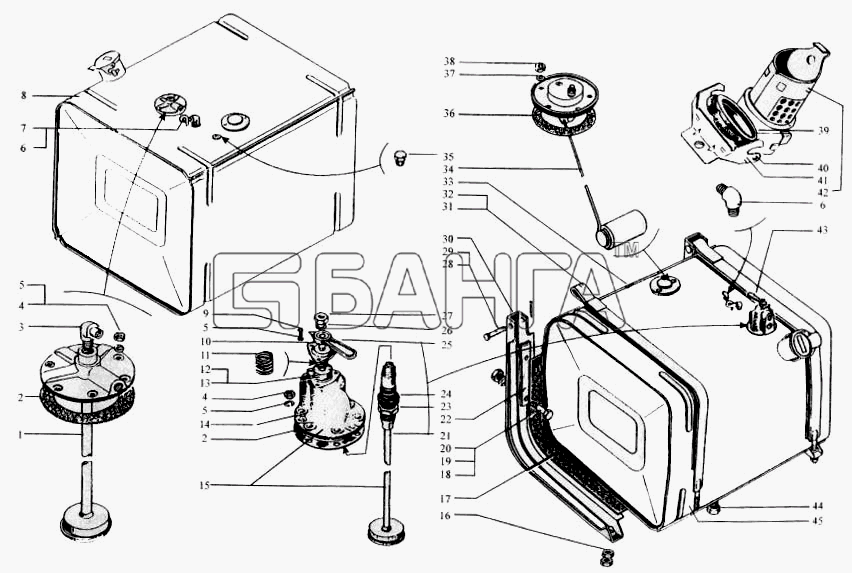КрАЗ КрАЗ-6443 (каталог 2004 г) Схема Баки топливные топливопроводы-34