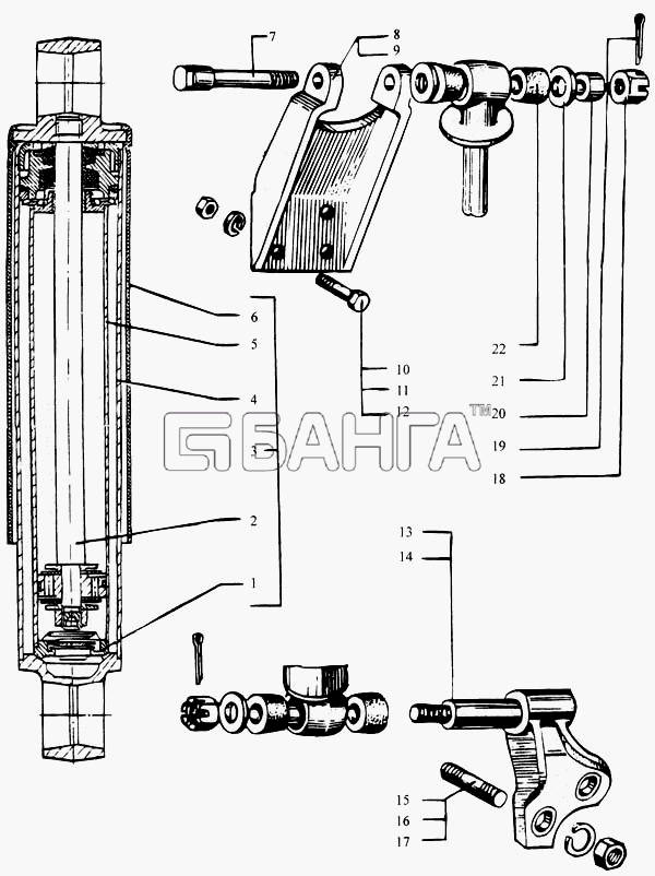 КрАЗ КрАЗ-6443 (каталог 2004 г) Схема Амортизатор передней подвески-83