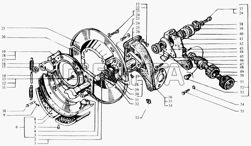 КрАЗ КрАЗ-6443 (каталог 2004 г) Схема Механизмы тормозные задние-103
