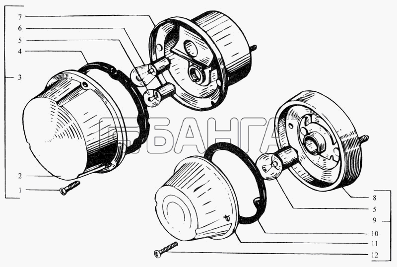 КрАЗ КрАЗ-6443 (каталог 2004 г) Схема Фонари передние Повторитель