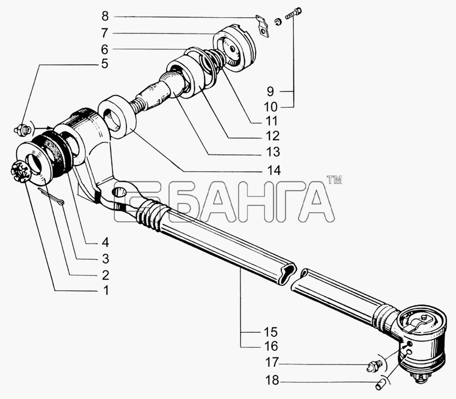 КрАЗ КрАЗ-65053-02 Схема Тяга рулевая продольная-98 banga.ua