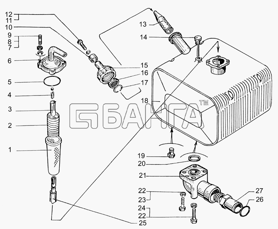 КрАЗ КрАЗ-7133С4 Схема Бак масляный опрокидывающего механизма-117