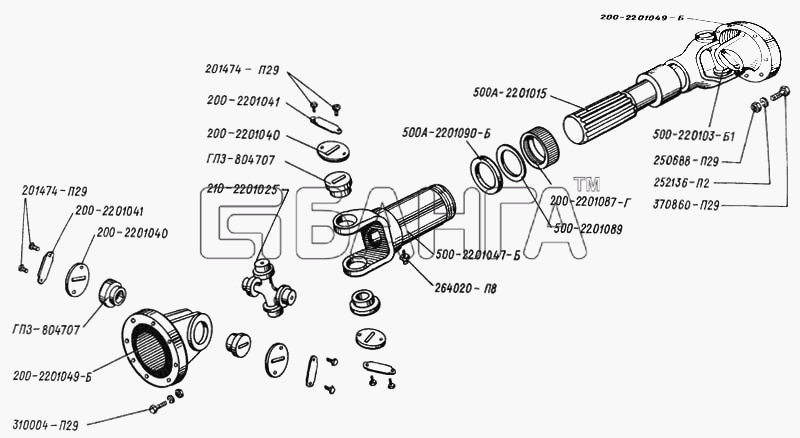 ЛАЗ ЛАЗ 4207 Схема Вал карданный-134 banga.ua