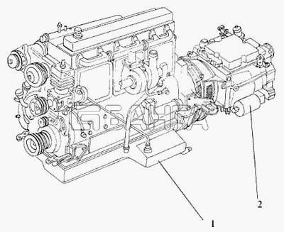 ЛАЗ ЛАЗ 5252 Схема Двигатель D10TSLL-160E2 в сборе с коробкой banga.ua
