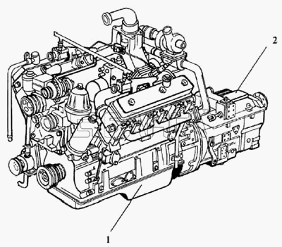 ЛАЗ ЛАЗ 5252 Схема Двигатель ЯМЗ-236НЕ в сборе с коробкой banga.ua