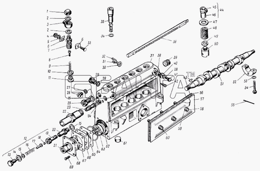 ЛАЗ ЛАЗ 5252 Схема Топливный насос высокого давления двигателя