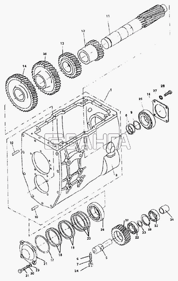 ЛАЗ ЛАЗ 5252 Схема Коробка передач (модель 52527)-142 banga.ua