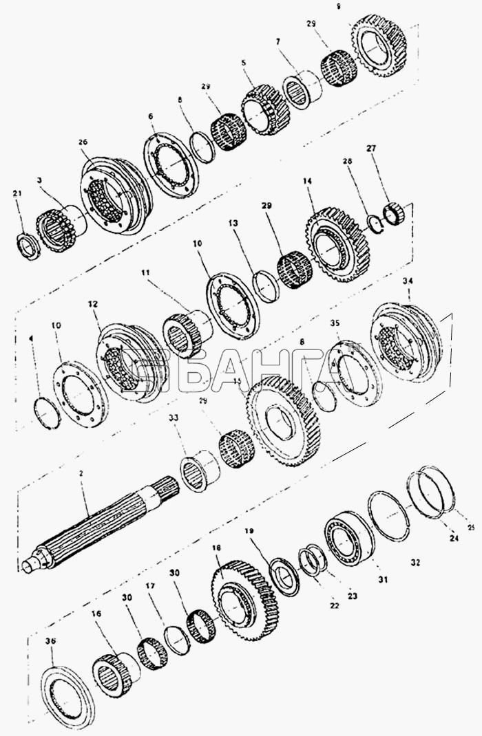 ЛАЗ ЛАЗ 5252 Схема Механизм коробки передач (модель 52527)-143