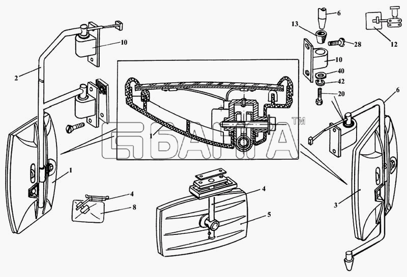 ЛАЗ ЛАЗ 5252 Схема Установка зеркал-6 banga.ua