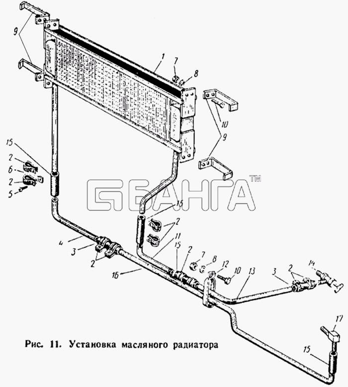 ЛАЗ ЛАЗ 695Н Схема Установка масляного радиатора-33 banga.ua