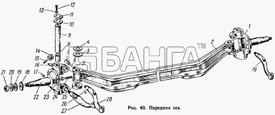 ЛАЗ ЛАЗ 695Н Схема Ось передняя-74 banga.ua