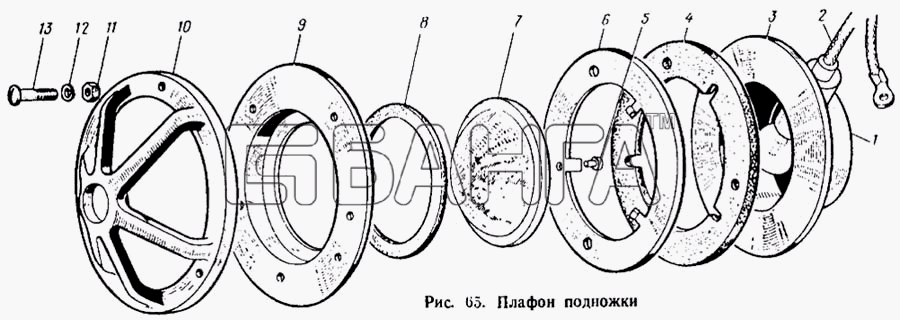 ЛАЗ ЛАЗ 695Н Схема Плафон подножки-105 banga.ua
