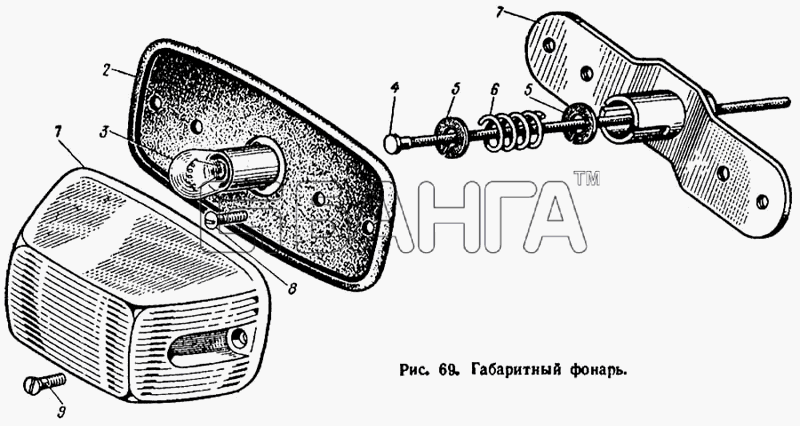 ЛАЗ ЛАЗ 695Н Схема Габаритный фонарь-109 banga.ua