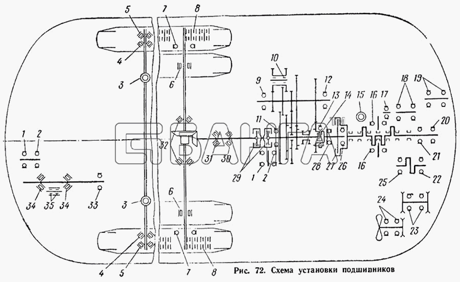 ЛАЗ ЛАЗ 695Н Схема Схема установки подшипников-117 banga.ua
